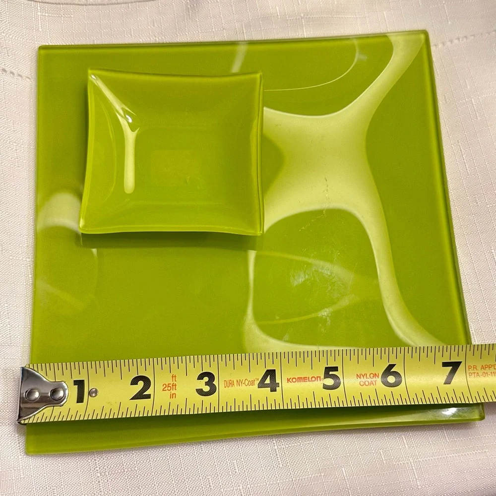 Crate&Barrel Green Glass Plate Set